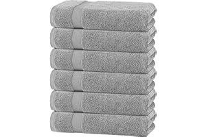 WHITE CLASSIC Wealuxe Light Gray Bath Towels 24x50 Inch, Cotton Towel Set for Bathroom, Hotel, Gym, Spa, Soft Extra Absorbent Quick Dry 6 Pack