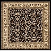 SAFAVIEH Lyndhurst Collection Area Rug - 8' Square, Black & Ivory, Traditional Oriental Design, Non-Shedding & Easy Care, Ide