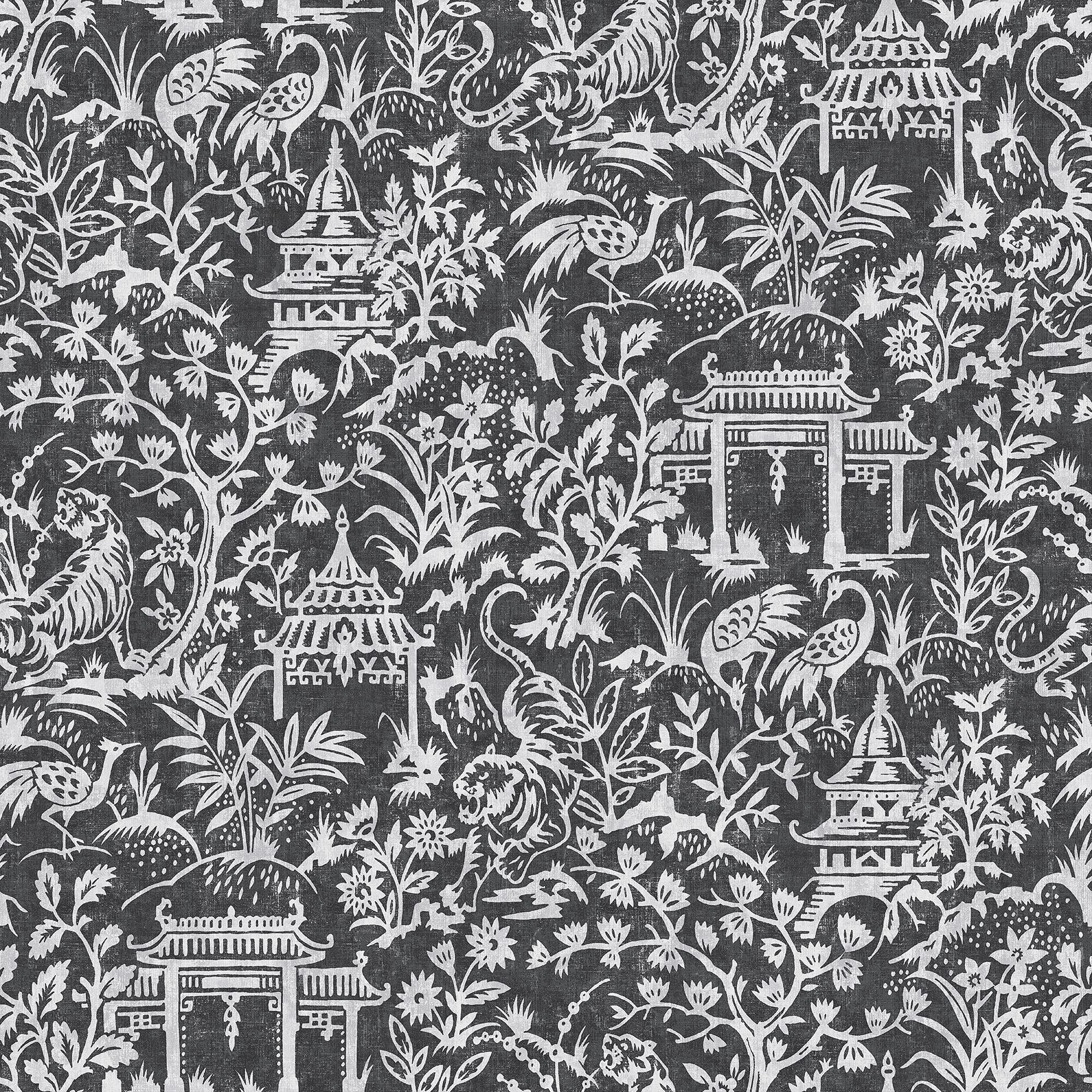 Galerie G78510 Secret Garden Toile Wallpaper, Black/Cream, 10m x 53cm