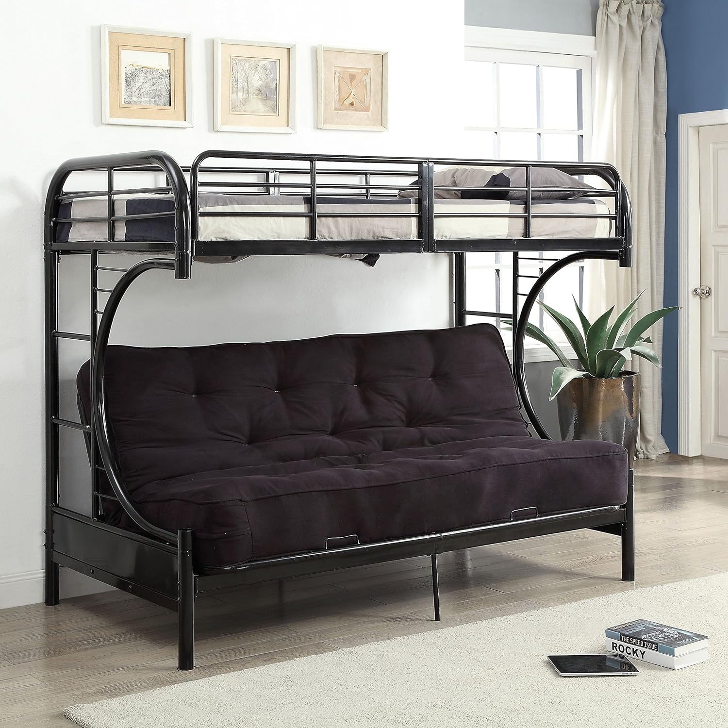 Amazon Com Acme Furniture Bed Twin Top Bunk Over Full Futon