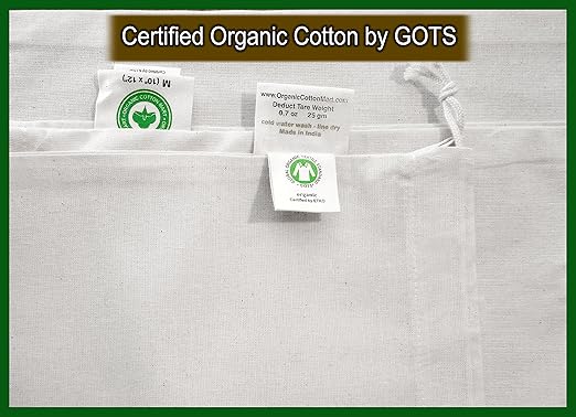 Algodón orgánico Muselina reutilizable producir bolsas: Amazon.es ...