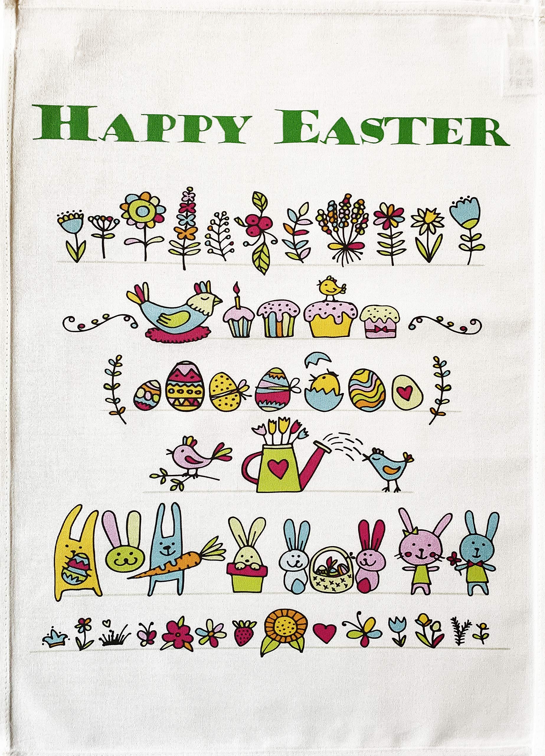 Half a Donkey Colourful Easter Large Cotton Tea Towel