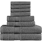 Utopia Towels Premium 8 Piece Towel Set (Grey) - 2 Bath Towels, 2 Hand Towels and 4 Washcloths - Cotton - Hotel Quality - Super Soft and Highly Absorbent