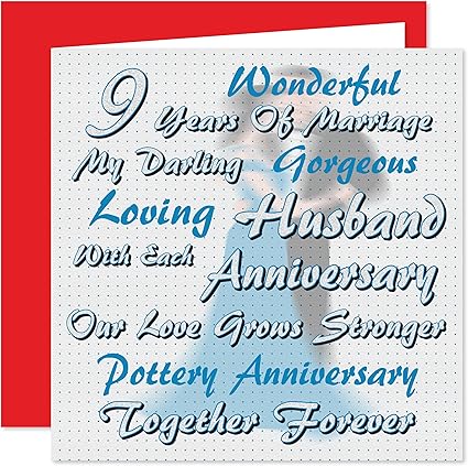 My Husband 9th Wedding Anniversary Card On Our Pottery Anniversary I Love You 9 Years Together Forever Amazon Co Uk Office Products