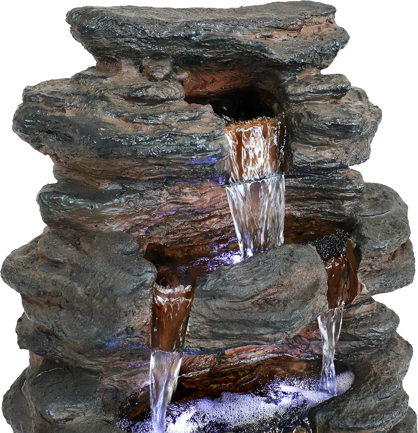 Sunnydaze Tumbling Falls Rock Style Outdoor Water Fountain with LED Lights - Corded Electric - Garden, Patio and Lawn Decor - Outdoor Waterfall Feature - 21-Inch: Kitchen & Dining