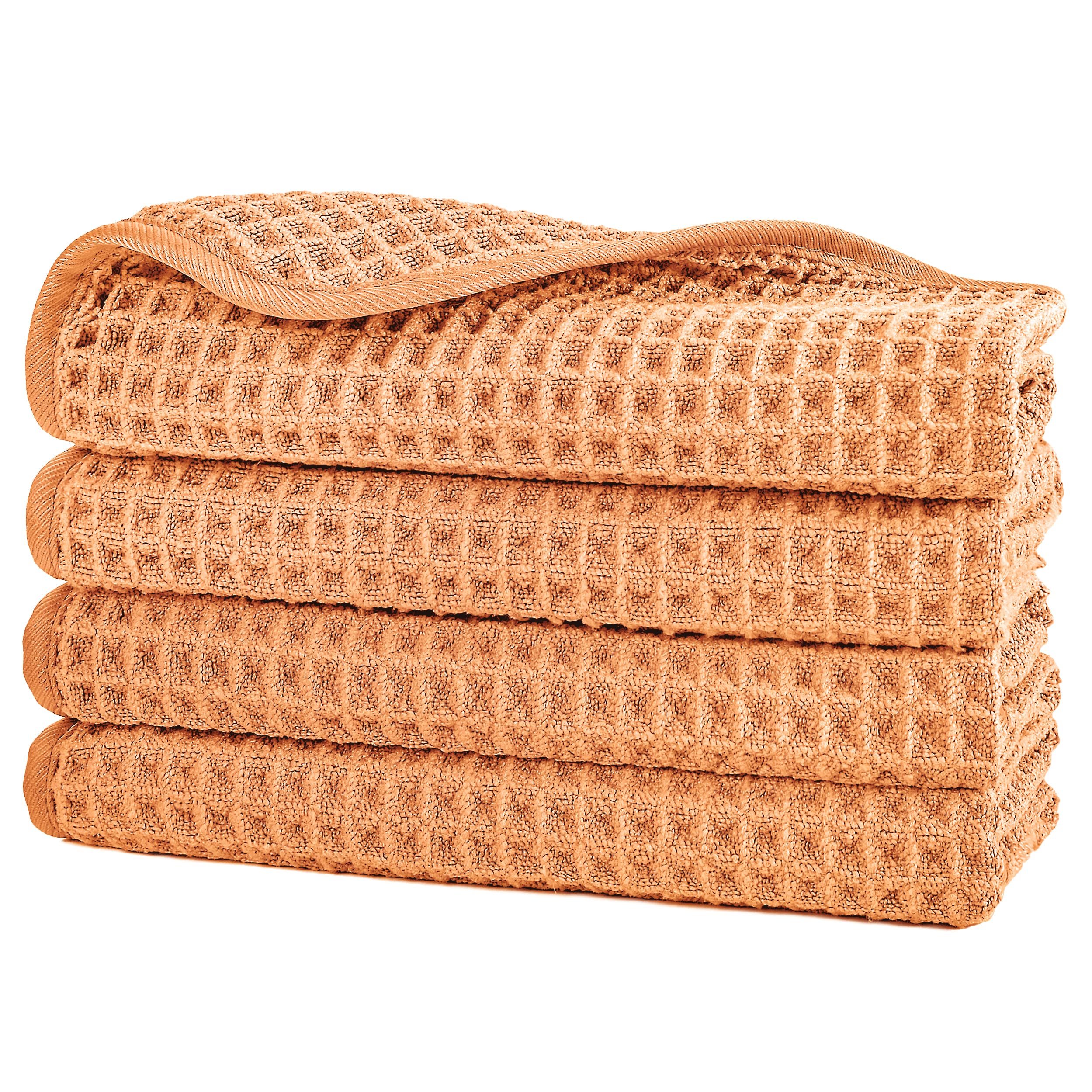 POLYTE 430 gsm Microfibre Lint Free Washcloth Face Towel, 33 x 33 cm, 4 Pack (Waffle Weave)