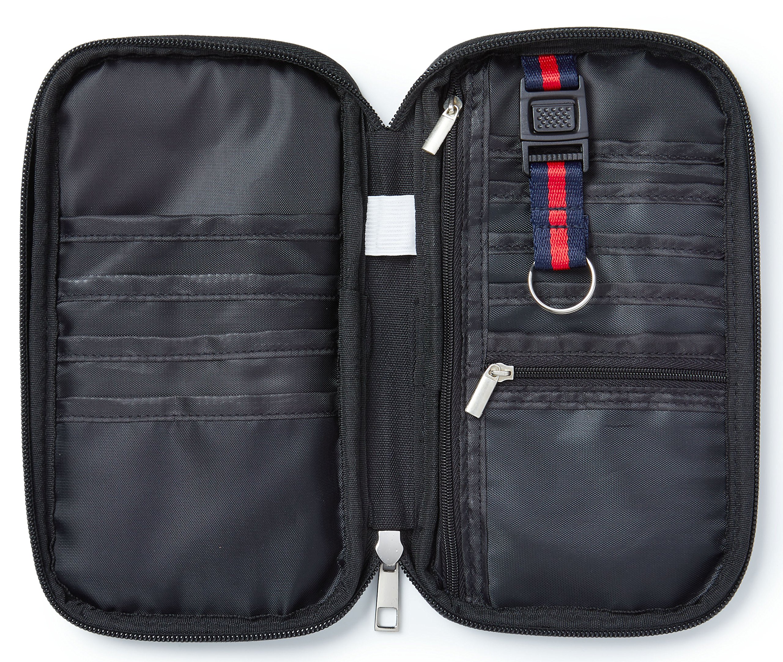 Quality Multi Purpose Travel Document Boarding Pass Organiser Passport Wallet Ticket Credit Card Holder W/Detachable Key Holder (Black)