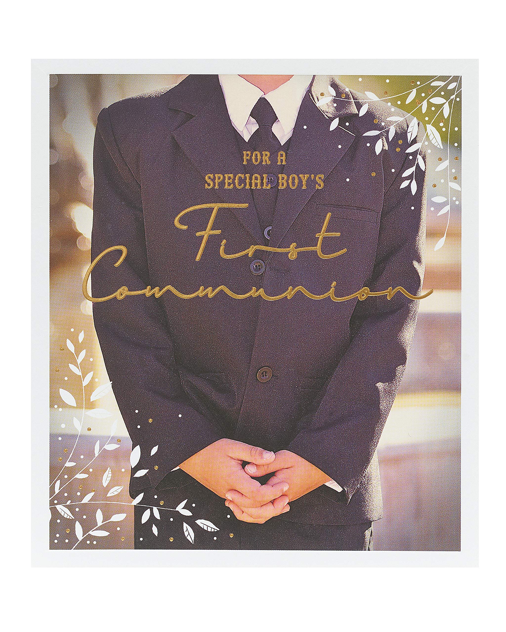 UK Greetings First Communion Card, First Holy Communion Congratulations Card, Religious Card, for a Special Boy's First Communion, Photographic Communion Card for Boys