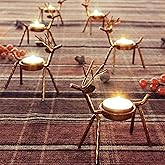 FORUP 6 Pack Metal Reindeer Tea Light Candle Holders, Christmas Home Decoration