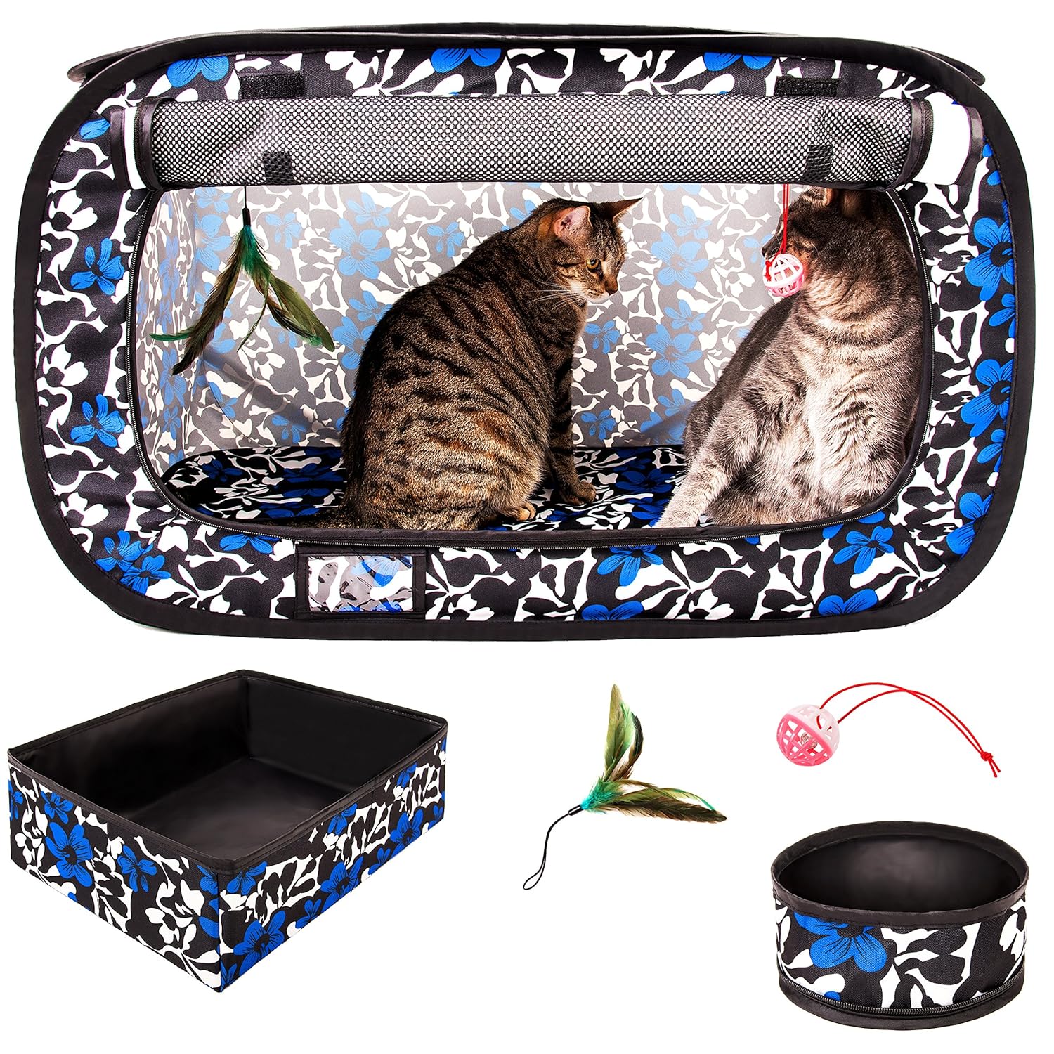 portable cat carrier with litter box