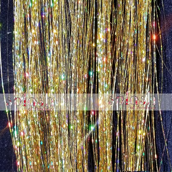 20" Hair Tinsel 100 Strands Sparkling Gold Amazon.in Beauty