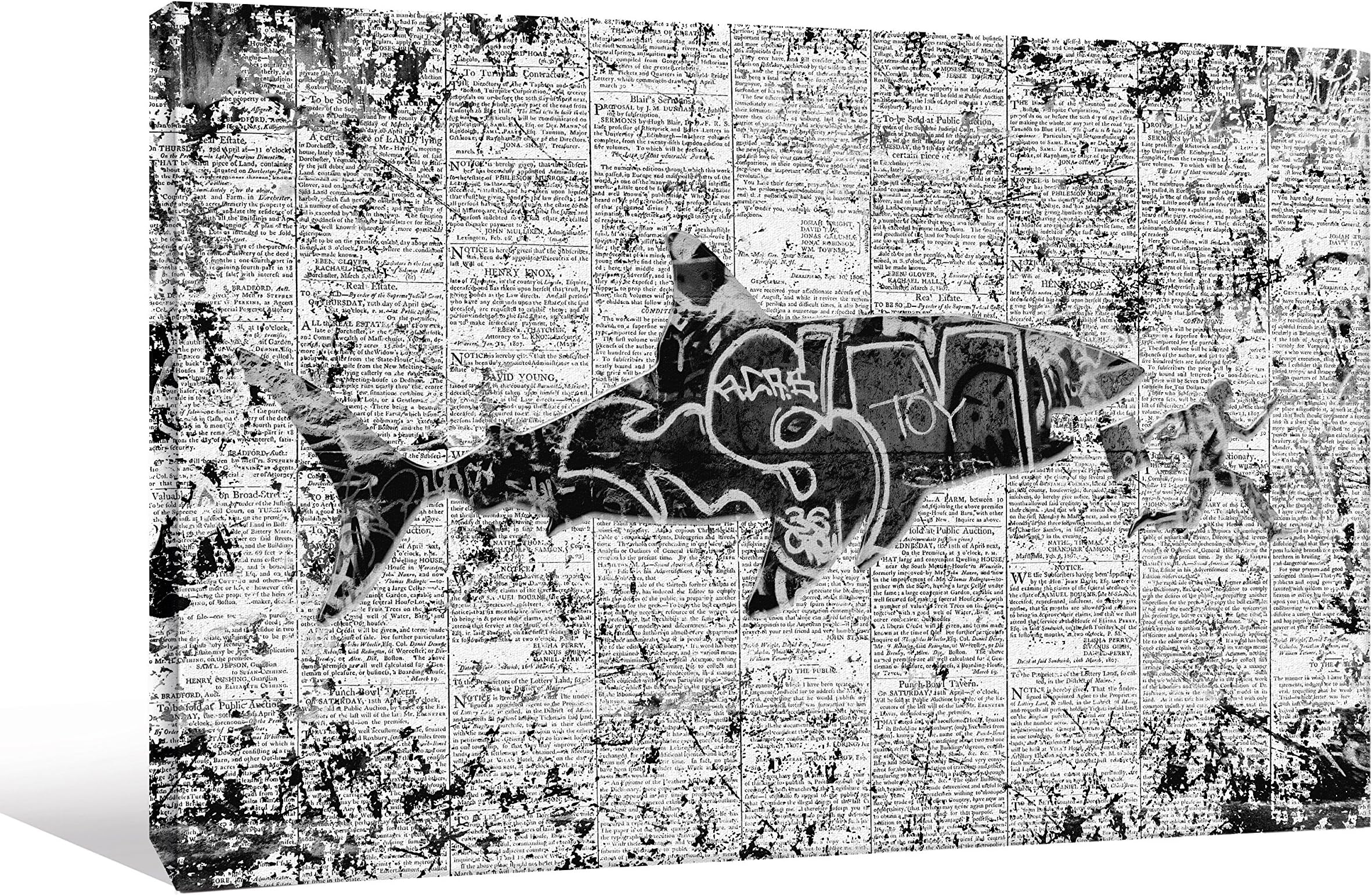 Joeli JLER015 Shark Jaws Limited Edition Numbered Signed Gallery Wrap Canvas Wall Art, 36" x 24"