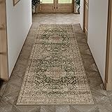 WondRg 2x6 Washable Green Vintage Runner Rug for