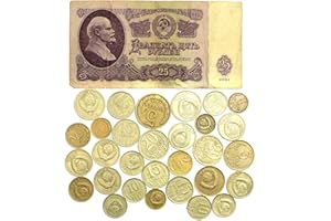 HOBBY OF KINGS Soviet Union 25 Rubles Banknote | 30 Kopek Coins | Soviet Russian Currency | CCCP | Cold War | USSR Money Collection
