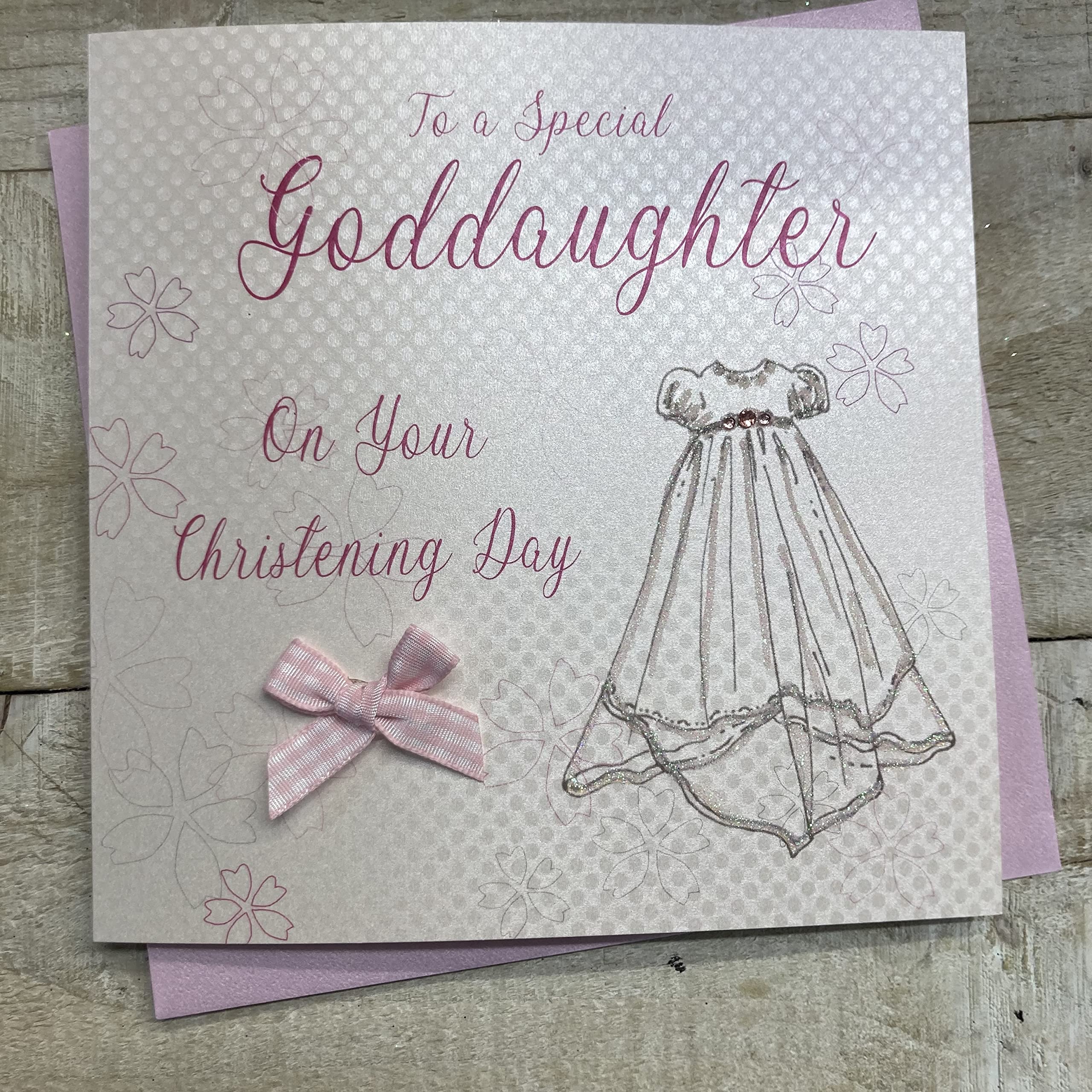 white cotton cards Christening Gown To a Special Goddaughter on Your Christening Handmade Christening Card, White, WB185 NEW