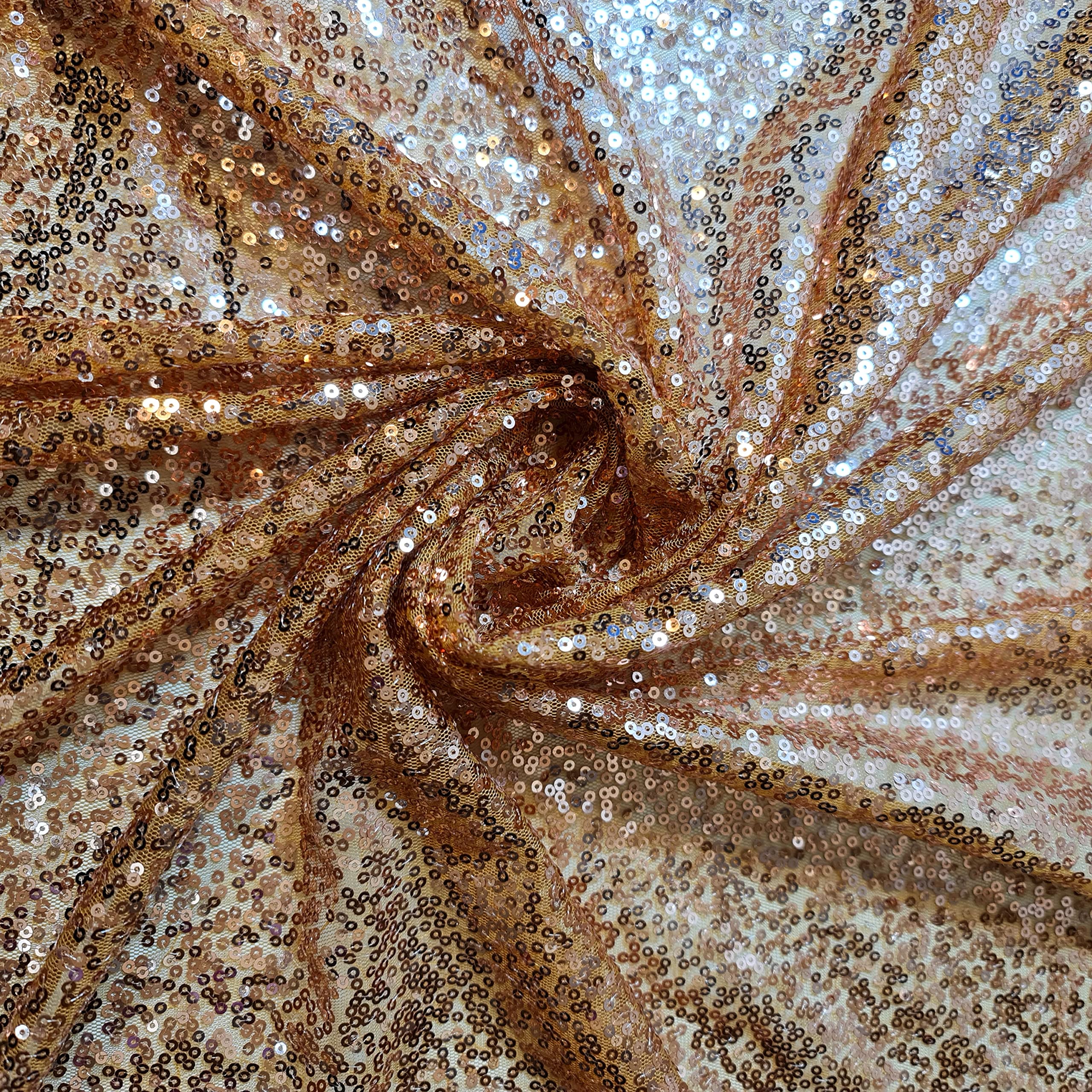 Sparkly Sequin Shiny Bling Decorations Dress Craft Fabric Material 58'' Net with - 130cm Wide Sold As 1 Meter Pre - Cut Lengths (Available in 21 Colours) (Coffee) (KLO74)