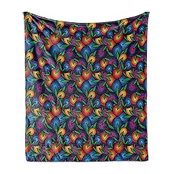 Ambesonne Abstract Throw Blanket, Colorful Spiral