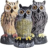 Galashield Plastic Owl Decoys [Set of 3] - Multicolor Owl Statues for Garden & Outdoors, Scare Birds Away, Realistic Design with Reflective Eyes, Weather Resistant