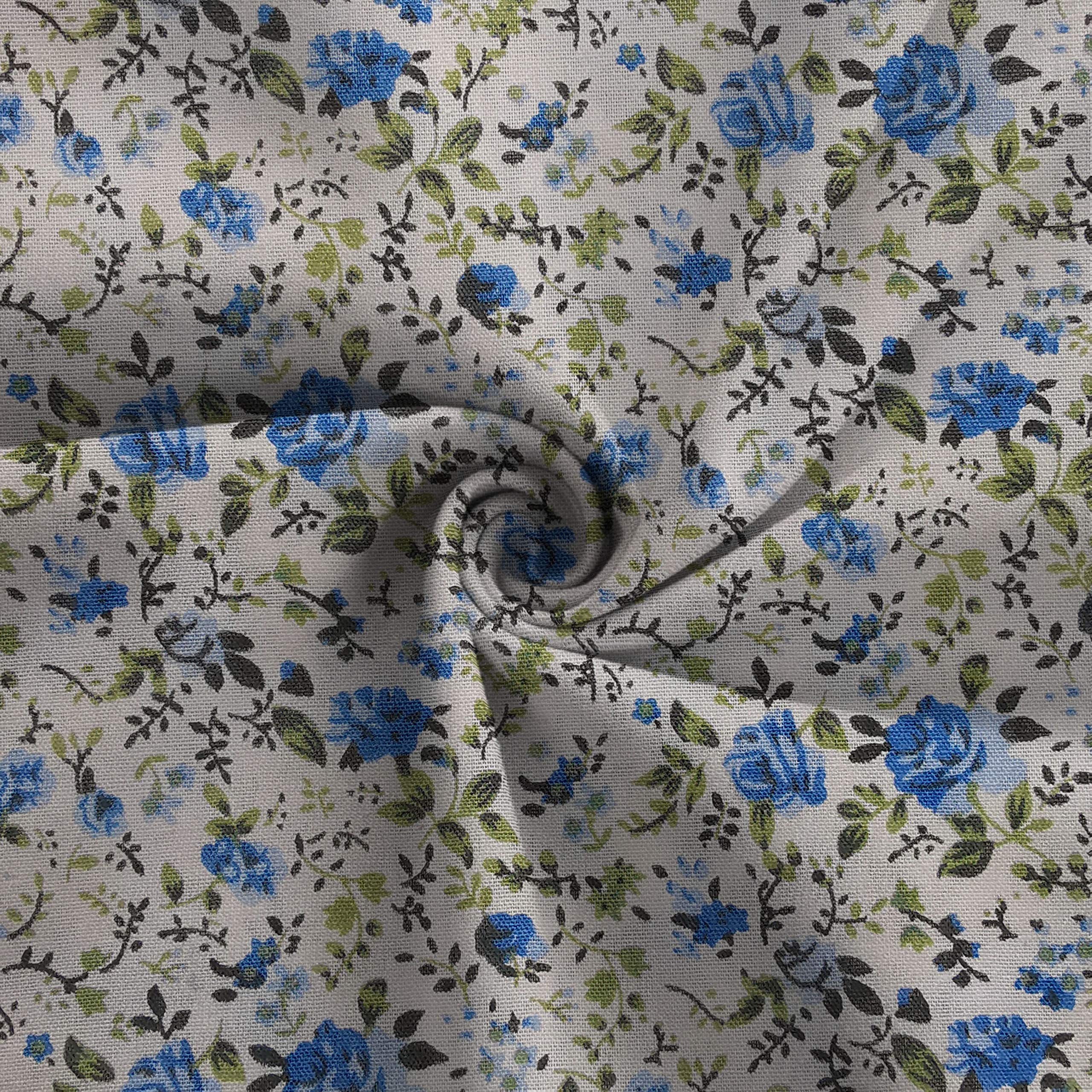 Polycotton Fabric Floral Print Ditsy Chloe Pretty Dress Craft Material in 3 Colours 112/114cm Width Sold by The Metre Poly Cotton Sewing Fabrics (Blue, 1 Metre)