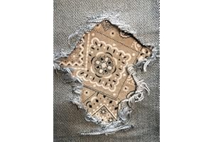 HOLEYPATCHES Bandana Fabric Peek-A-Boo Iron ON Patches by Holey Patches in Assorted Colors/Sizes (Tan/Khaki, 3" x 5" (Set of 2))