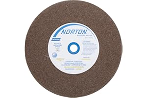 Norton Bench and Pedestal Abrasive Wheel, Type 01 Straight, Aluminum Oxide, 1" Arbor, 8" Diameter, 1" Thickness, Fine Grit (Pack of 1)