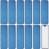 12 Pack Replacement Microfiber Pad - Thick - Universal Commercial 17-18 Inch Mop Head- Heavy Duty - Wet &amp; Dry Commercial Cleaning Refills Reusable Mop Refills Fit for Most Microfiber Flat Mop System