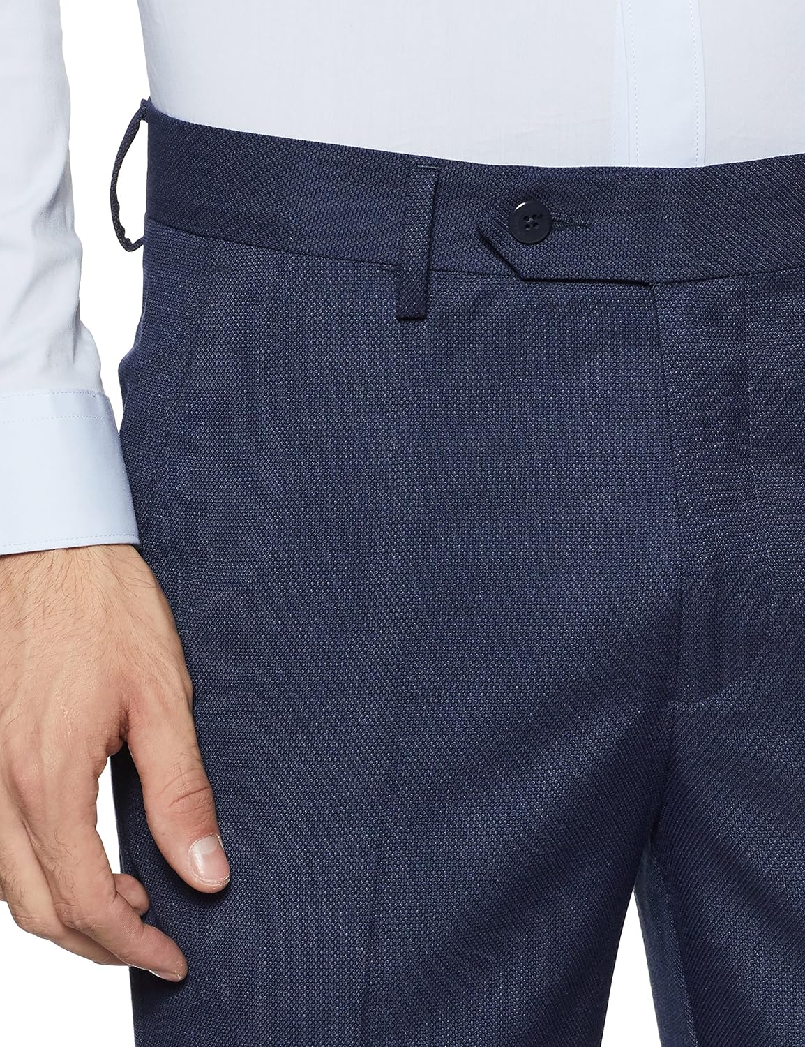 peter england men's slim fit formal trousers