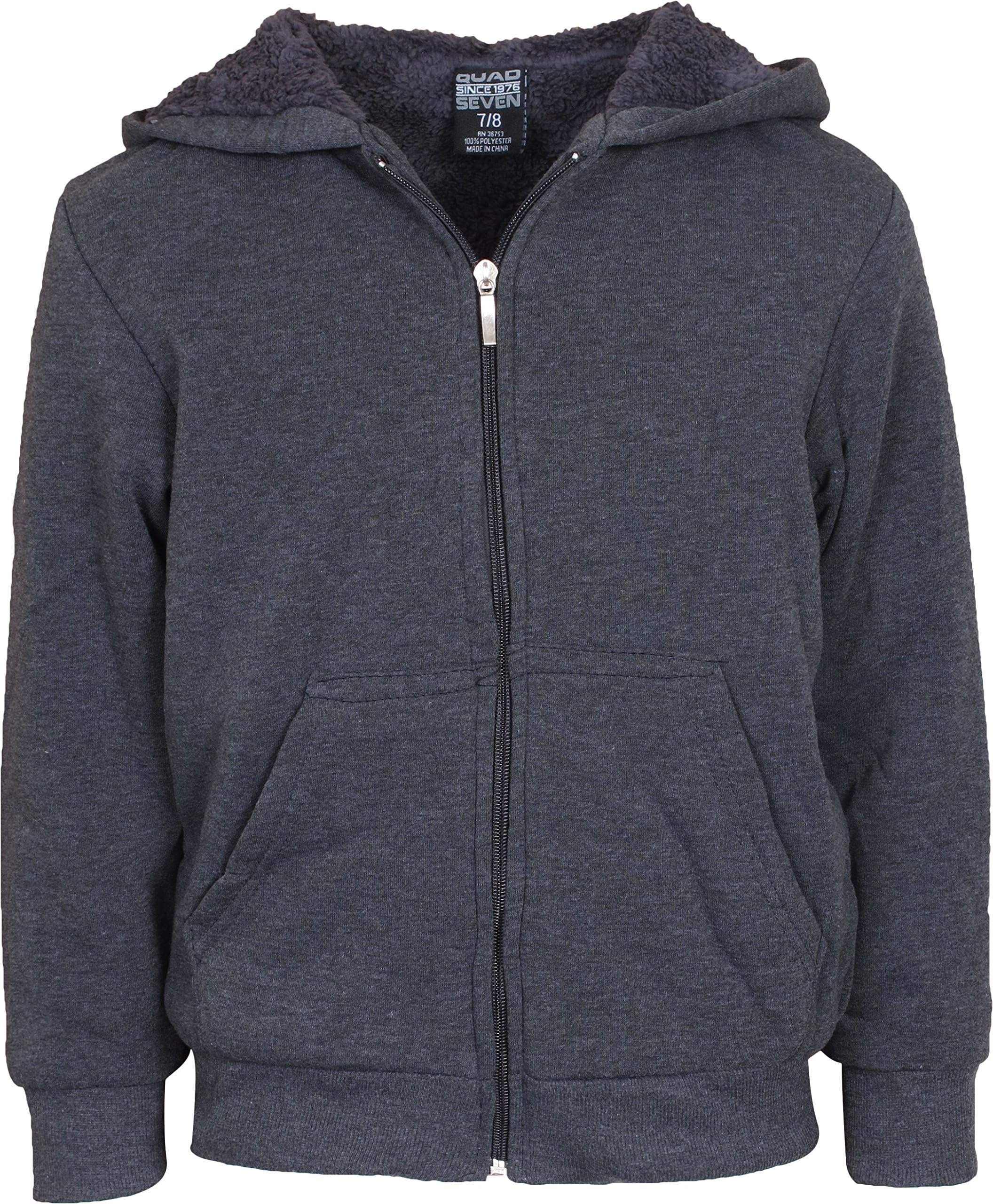 Quad SevenBoys Sweatshirt Heavyweight Sherpa Fleece Lined Zip Hoodie Winter Jacket for Boys (8-18)