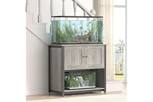 Tatub 40-50 Gallon Fish Tank Stand with Cabinet, Metal Aquarium Stand for Accessories Storage, Reptile Tank Turtle Terrariums Table Bearable 1000LBS, Accommodates 2 Aquariums, Grey