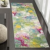 SAFAVIEH Watercolor Collection Accent Rug - 2'3" x 4', Green & Fuchsia, Colorful Boho Abstract Design, Non-Shedding & Easy Ca