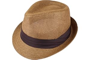 Gelante Summer Fedora Panama Straw Hats with Black Band