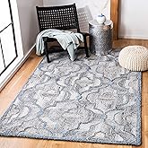 SAFAVIEH Area Rug 8x10 - Abstract Collection - Large - Blue & Brown, Handmade Wool & Viscose, Ideal for Living Room, Bedroom,