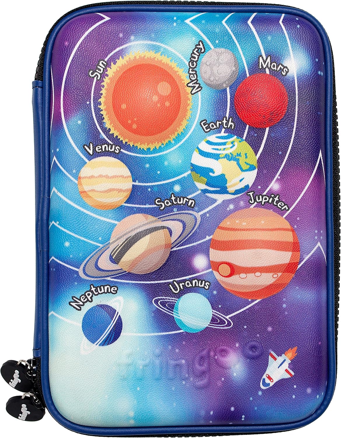 Fringoo® Kids Large Pencil Case, Hardtop Multi-Compartment Stationery Organizer with Double Zipper, Durable Embossed Cover