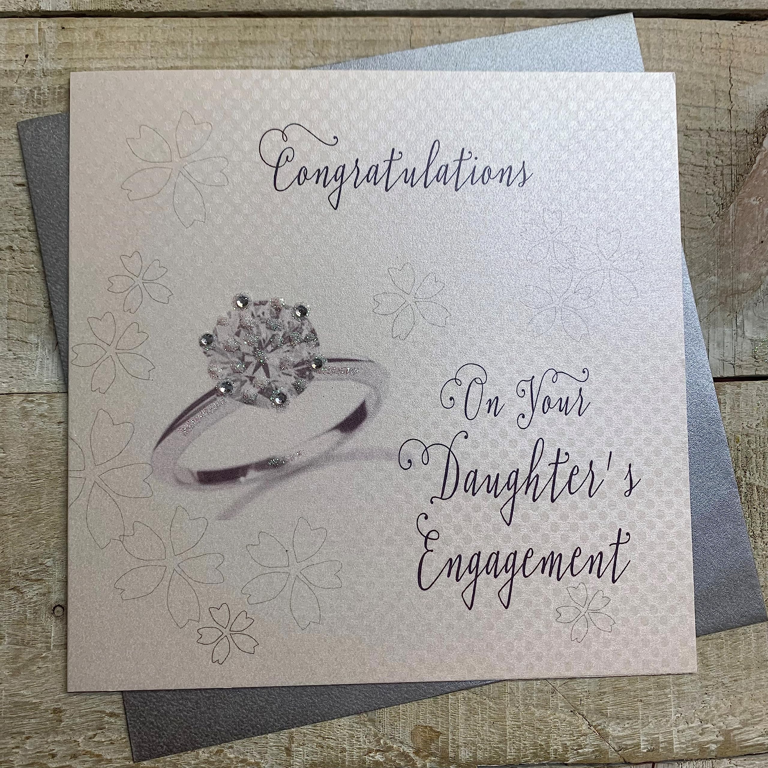 WHITE COTTON CARDS Congratulation On Your Daughter's, Handmade Engagement Card, Code WS1