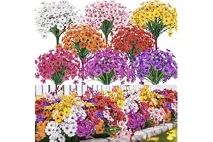 Der Rose 24 Bundles Artificial Flowers for Outdoor UV Resistant Faux Plants for Wedding Home Garden Patio Porch Spring Decor 