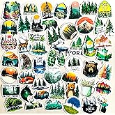 50 Waterproof Outdoor Green Forest Stickers – Nature, Animal, Mountain & Tree Vinyl Travel Adventure Decals for Water Bottles, Laptops, Scrapbook, Adventure Gear