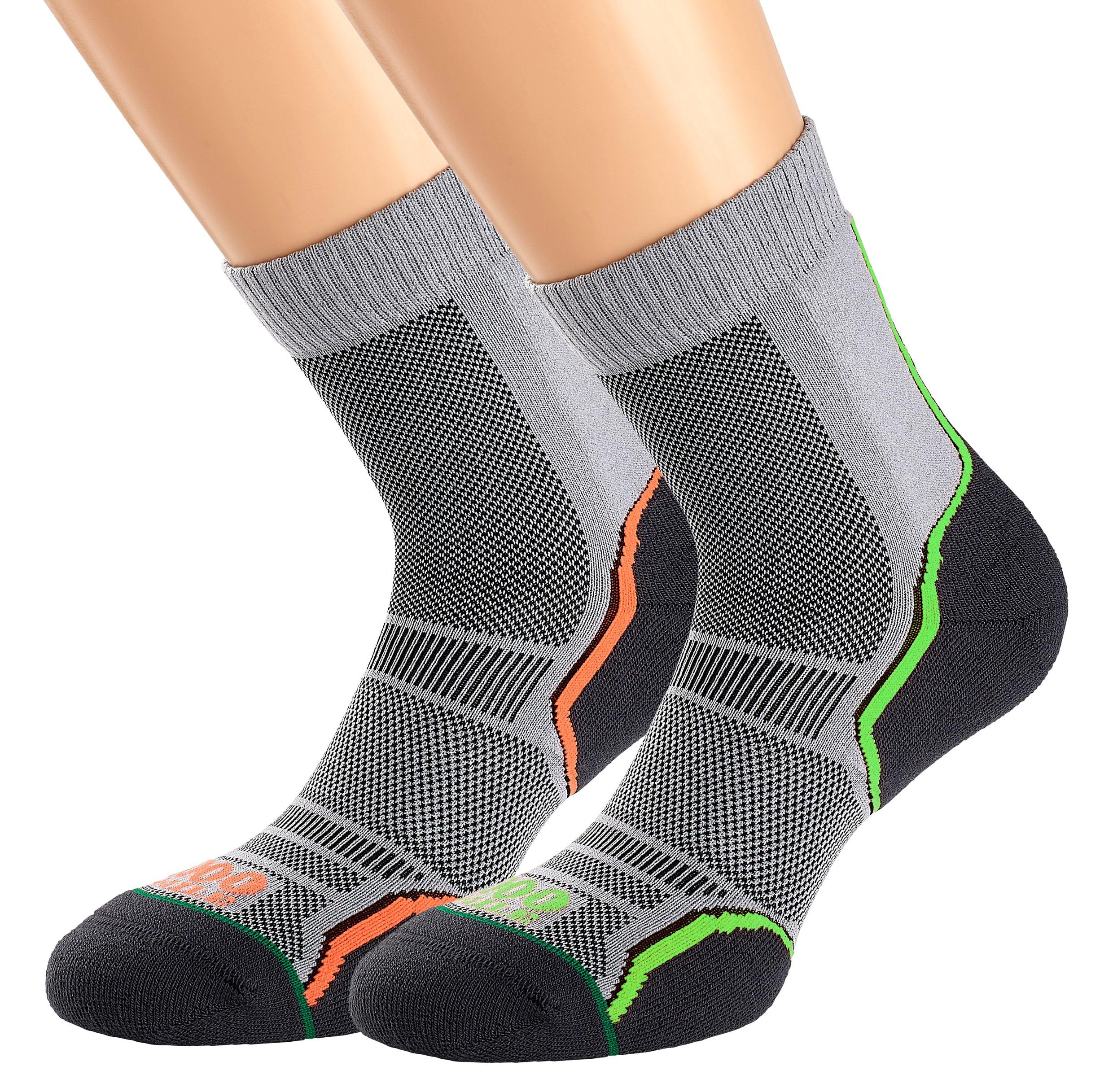 1000 Mile Men's - Mile Trail Socks Twin Pack, grey/orange, One Size UK