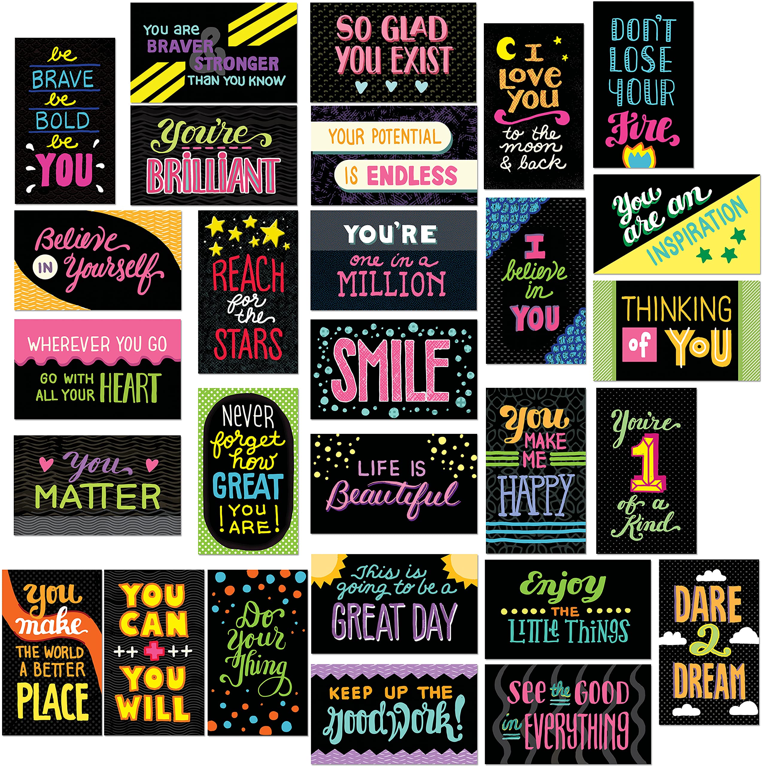 Youngever 300 Pack Motivational Quote Cards, 100 Unique Inspirational Designs Cards, Business Card Sized Encouragement Cards, Gifts for Employees, Thinking of You Gifts, Appreciation Cards