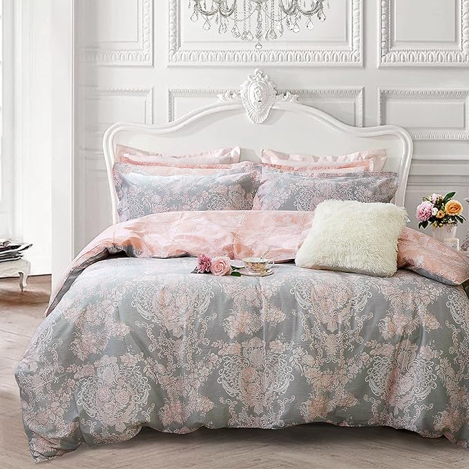 Brandream Blush Pink Bedding Sets Full Size Girls Damask