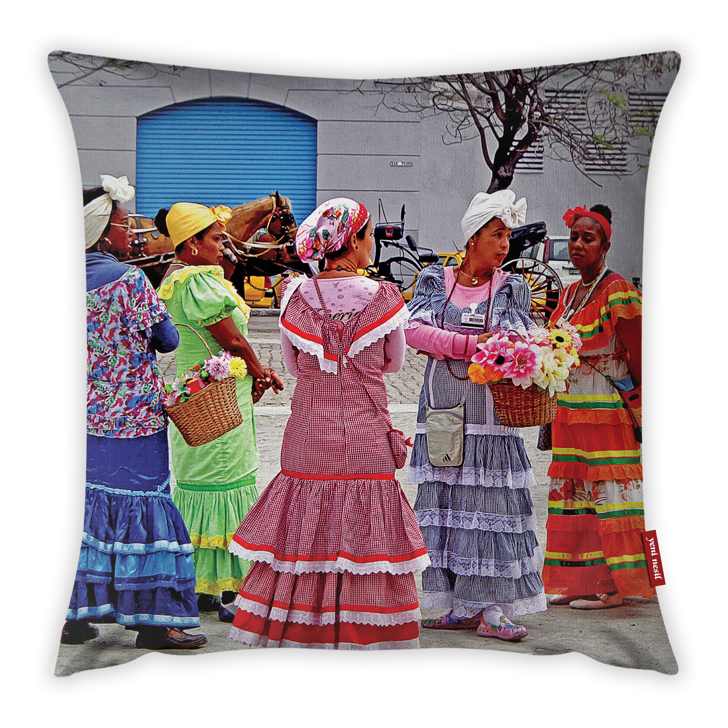 Bonamaison Decorative Cushion Cover, Cotton Polyester, Multicolor, 45x45