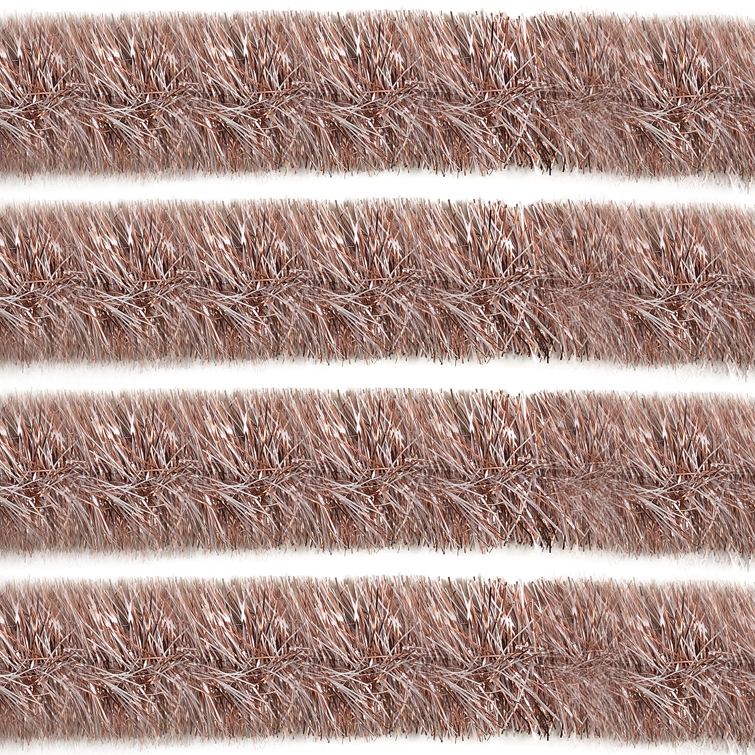 Dusty Rose Pink & White Sparkling Christmas Tree Tinsel Decoration (8 Meters)