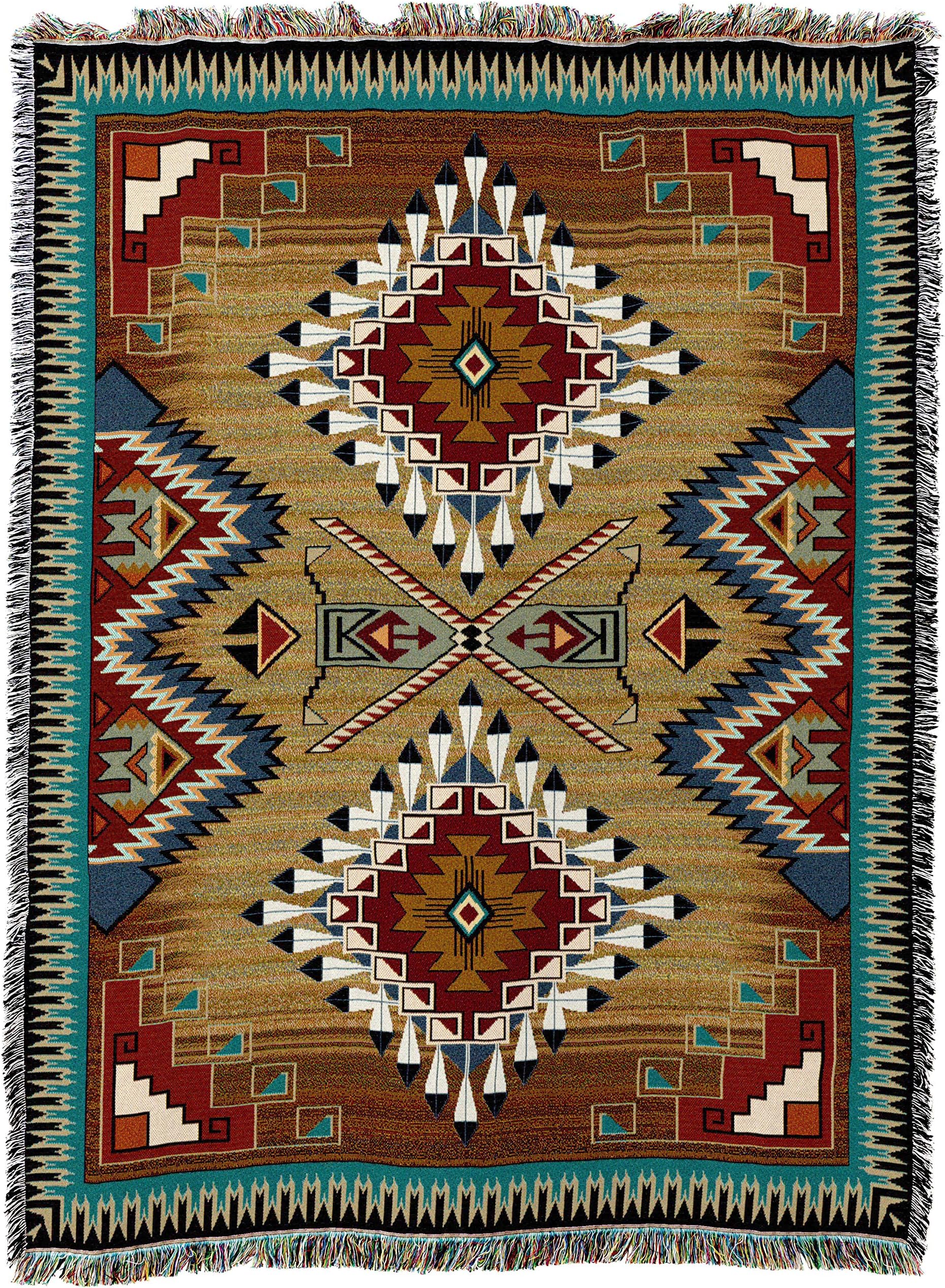 Pure Country Weavers Brazos Blanket - Southwest Native American Inspired - Gift Tapestry Throw Woven from Cotton - Made in The USA (72x54)