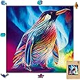 MYS Aurora Wooden Jigsaw Puzzles for Adults, Aurora Penguin Jigsaw Puzzles 1000 Pieces, Unique Animal Shaped Wooden Puzzles for Adults and Kids, Family Game 23.3x23.3 Inch