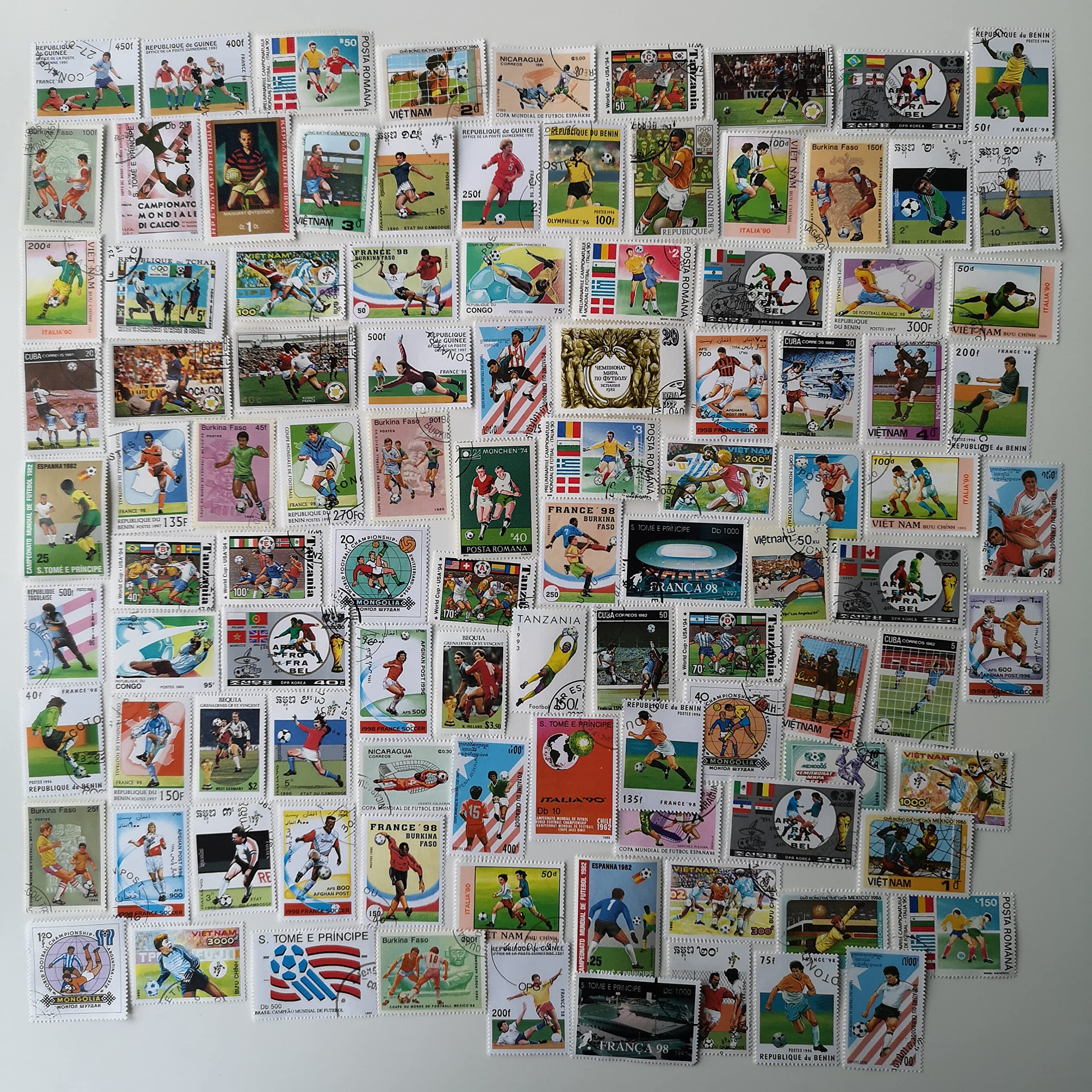 100 Different Football/Soccer Stamps Collection (Stamps for Collector)