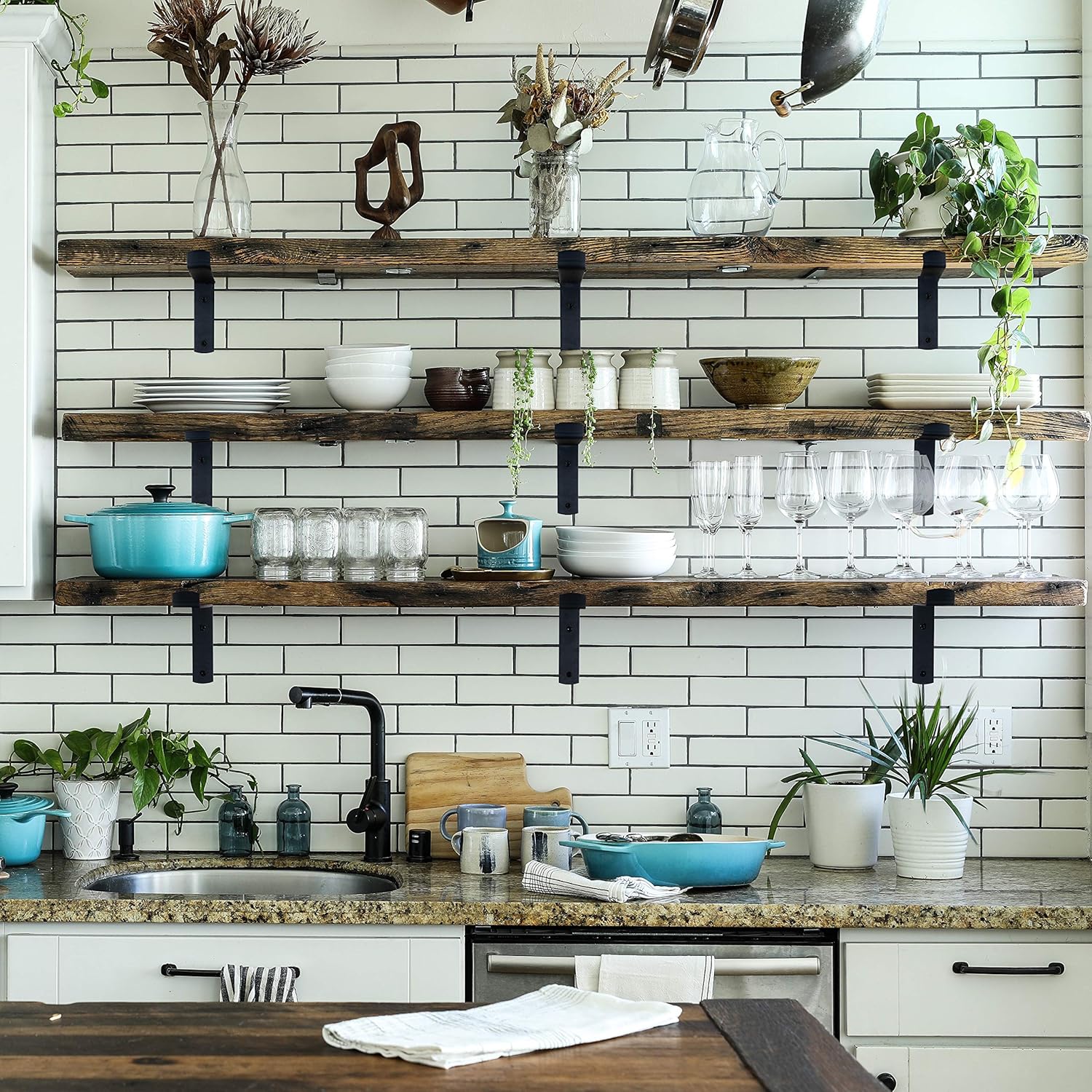 Farmhouse Shelf Bracket Shelving Brackets - 12 Inch Shelf Brackets with Mounting Hardware - Heavy Duty Shelf Brackets 12 Inch Bracket - Ideal Decorative Rustic Brackets for Your Kitchen: Home Improvement