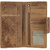Mou Meraki Genuine Leather RFID Blocking Long Wallet – Vintage Bifold for Men