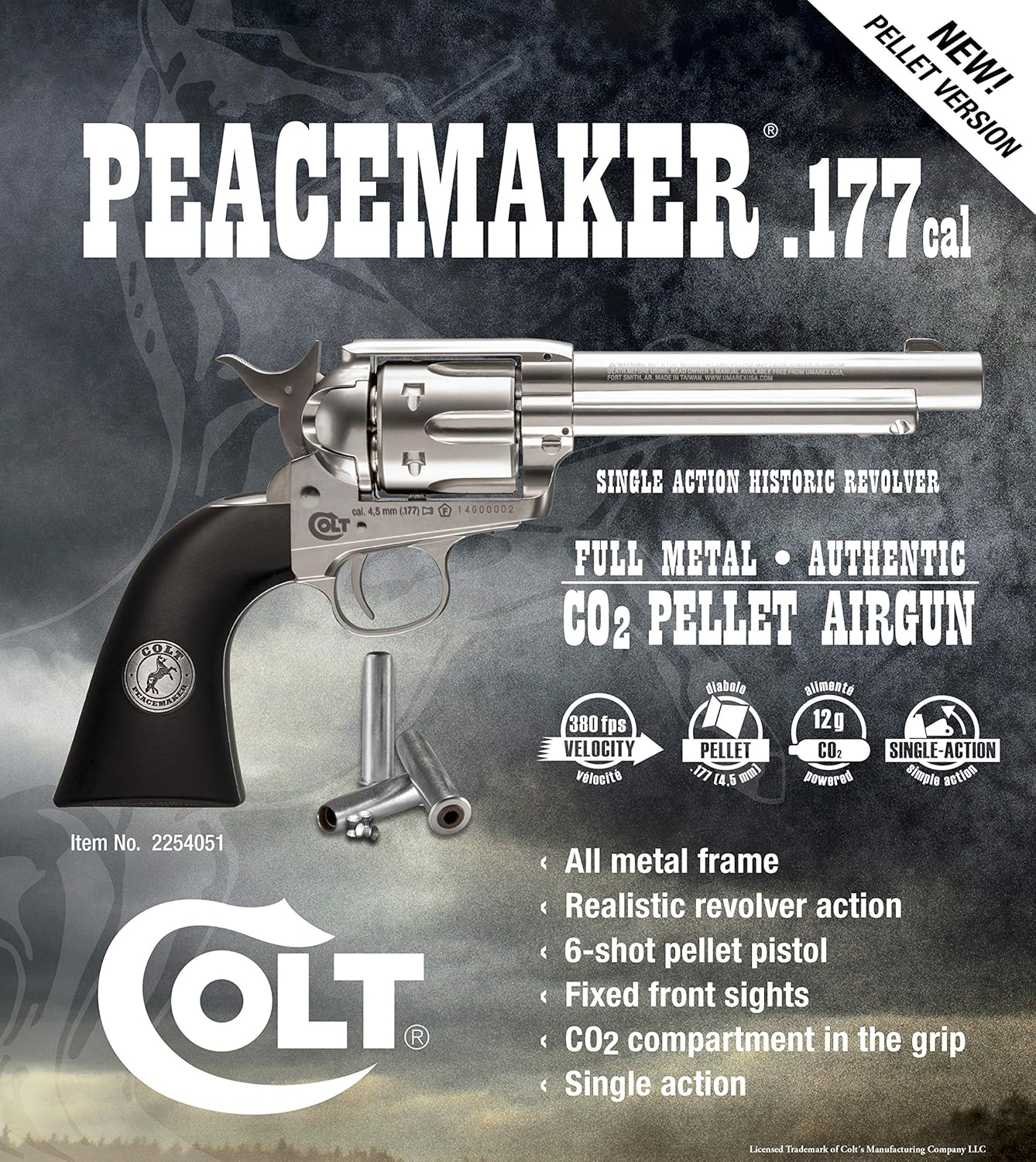 Colt Peacemaker Revolver Single Action Army Six-Shooter .177 Caliber Air Pistol, Pellet Gun : Sports & Outdoors