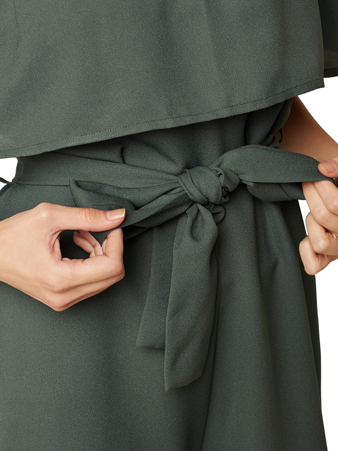 miss chase women's green off-shoulder tie-up midi jumpsuit