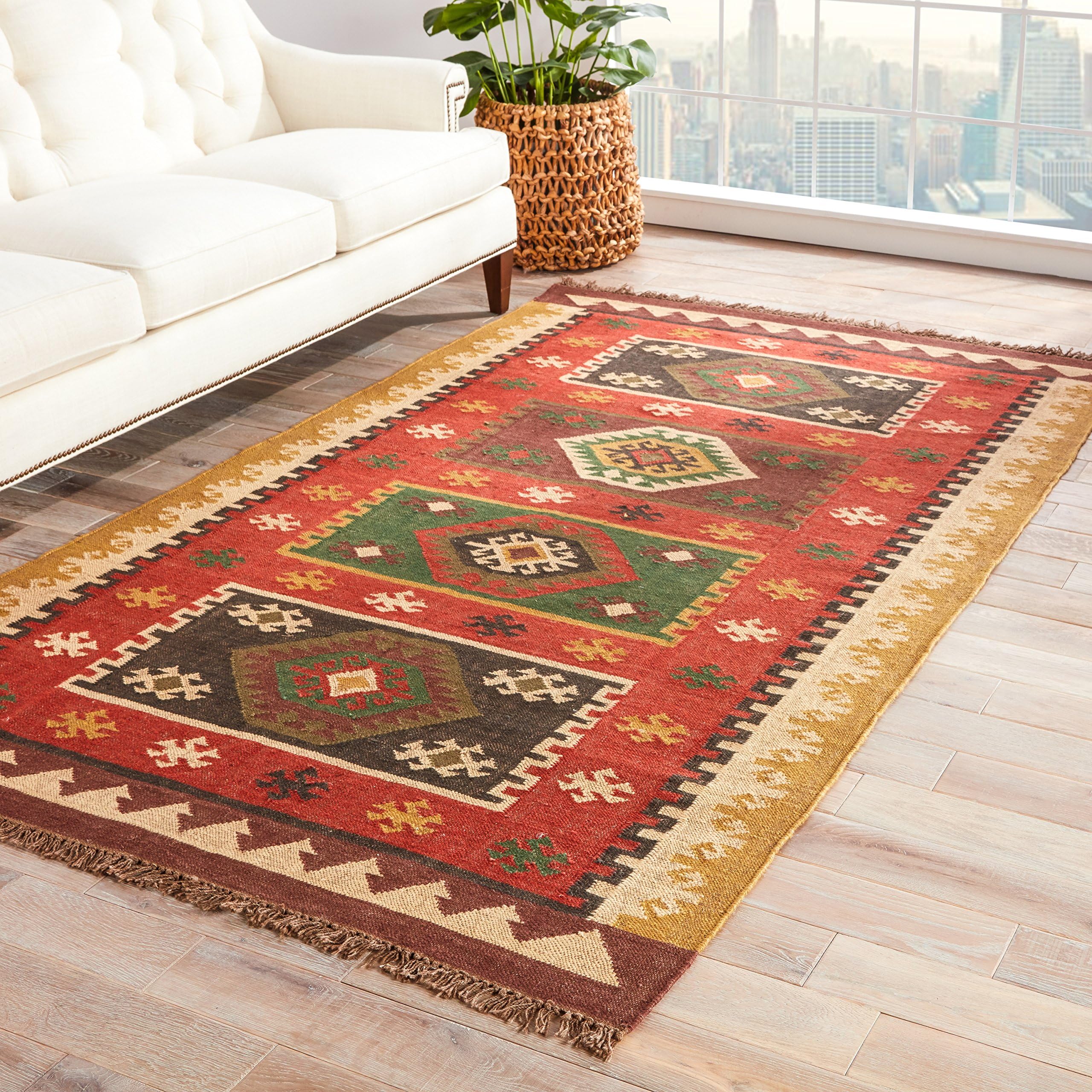 Jaipur Living Amman Reversible Flatweave Tribal Red Area Rug (8' X 10')