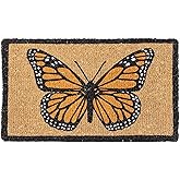 Abbott Collection Single Monarch Doormat - Coir Fibre, Natural/Orange (18x30 inches L)